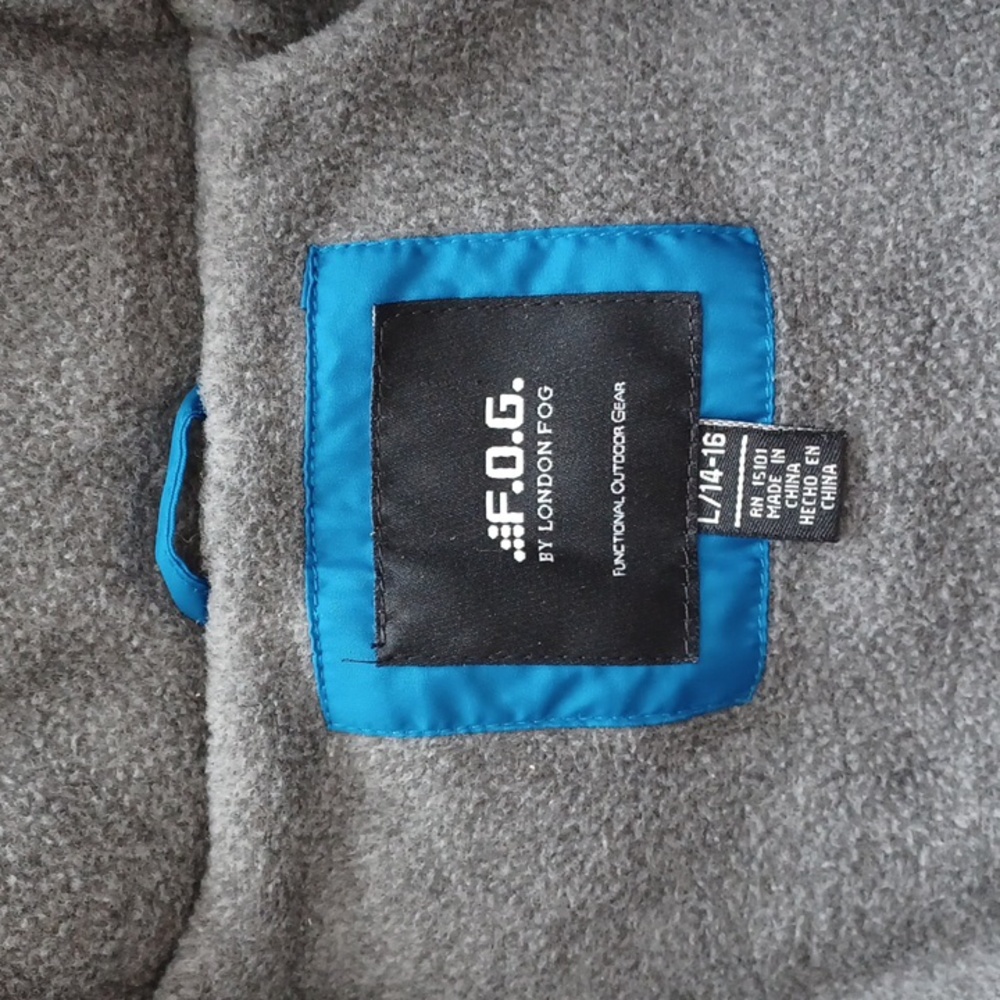 F.O.G. by London Fog Hooded Winter Coat Youth 14-16 Blue,Red, White EUC - Picture 6 of 13